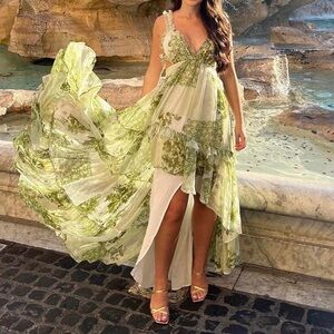 Asos green & white dress